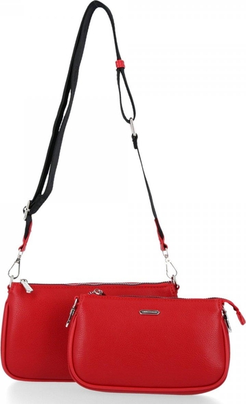 Czerwona torebka David Jones średnia w stylu glamour