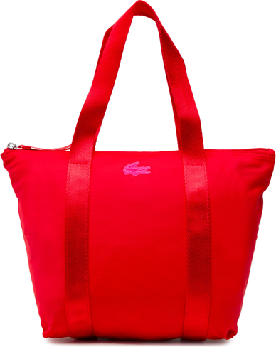 Czerwona torebka Lacoste matowa w wakacyjnym stylu na ramię