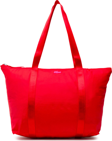Czerwona torebka Lacoste na ramię duża matowa