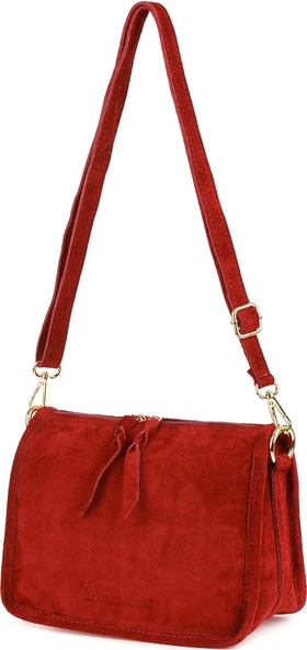 Czerwona torebka Merg na ramię średnia w stylu glamour
