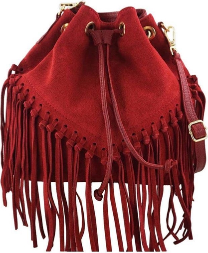Czerwona torebka Merg średnia w stylu glamour na ramię