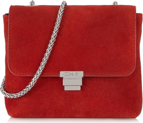 Czerwona torebka Ochnik w stylu glamour mała na ramię