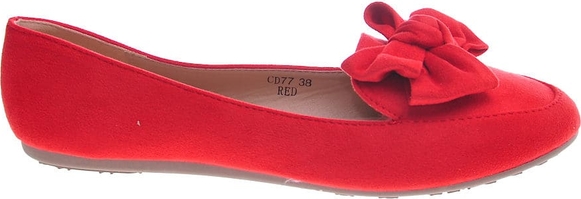 Czerwone baleriny Pantofelek24 z płaską podeszwą w stylu casual