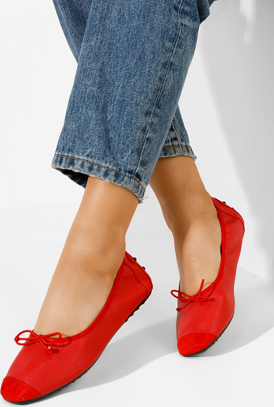 Czerwone baleriny Zapatos z płaską podeszwą w stylu casual