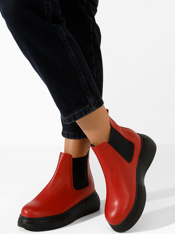 Czerwone botki Zapatos na platformie w stylu casual