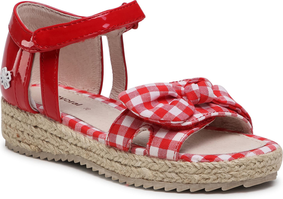 Czerwone buty dziecięce letnie Mayoral na rzepy dla dziewczynek w krateczkę