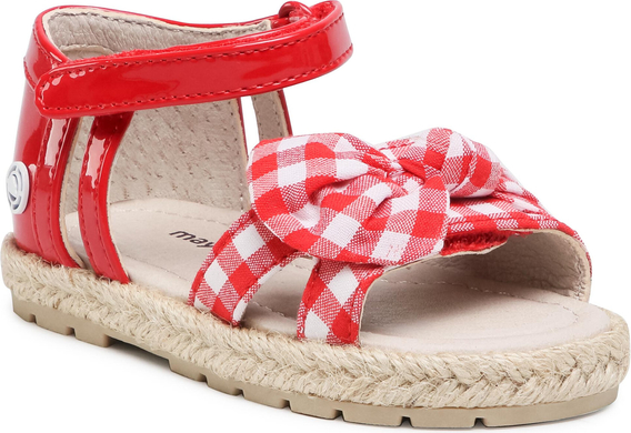 Czerwone buty dziecięce letnie Mayoral w krateczkę na rzepy