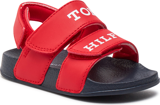 Czerwone buty dziecięce letnie Tommy Hilfiger na rzepy