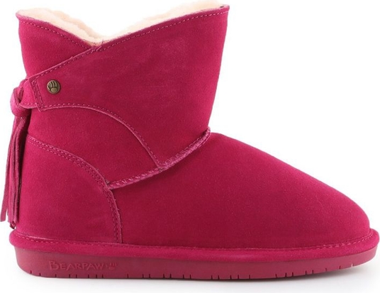 Czerwone buty dziecięce zimowe Bearpaw dla dziewczynek ze skóry