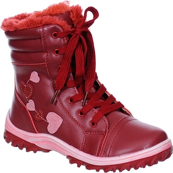 Czerwone buty dziecięce zimowe family shoes bez wzorów dla dziewczynek