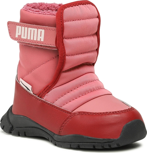 Czerwone buty dziecięce zimowe Puma na rzepy
