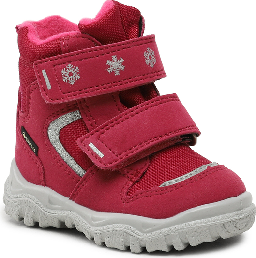 Czerwone buty dziecięce zimowe Superfit dla dziewczynek na rzepy