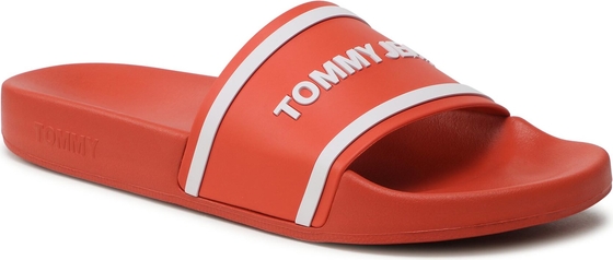 Czerwone buty letnie męskie Tommy Jeans w sportowym stylu