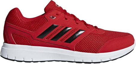Czerwone buty sportowe Adidas duramo ze skóry ekologicznej sznurowane