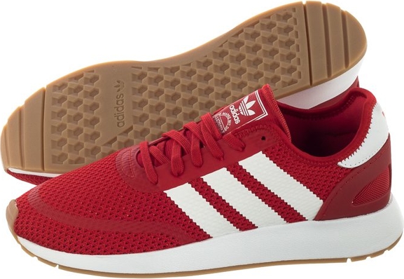 Czerwone buty sportowe Adidas w sportowym stylu sznurowane