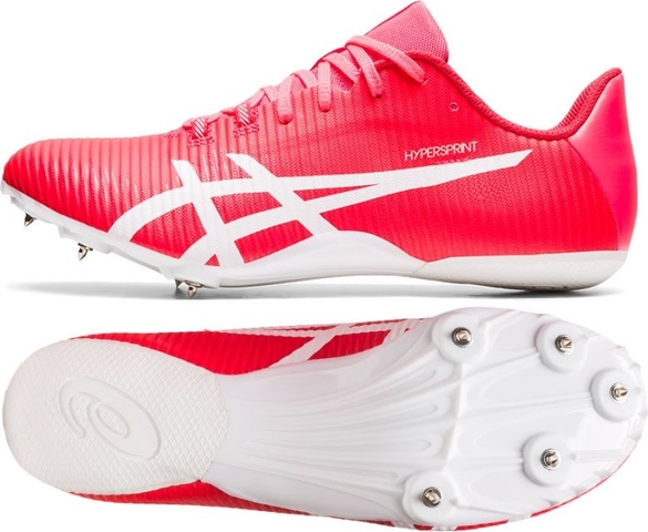Czerwone buty sportowe ASICS z płaską podeszwą sznurowane