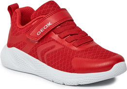Czerwone buty sportowe dziecięce Geox na rzepy dla chłopców