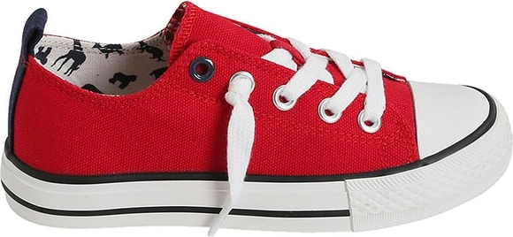 Czerwone buty sportowe dziecięce Vertbaudet z tkaniny sznurowane