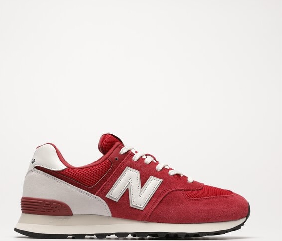 Czerwone buty sportowe New Balance 574 w sportowym stylu