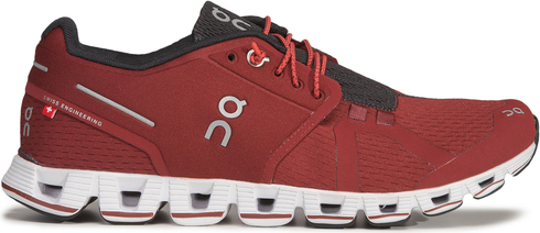 Czerwone buty sportowe On Running w sportowym stylu sznurowane