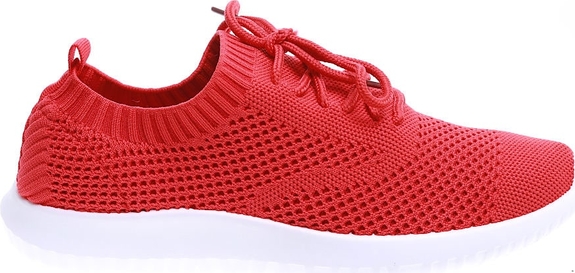 Czerwone buty sportowe Pantofelek24 sznurowane z płaską podeszwą w sportowym stylu