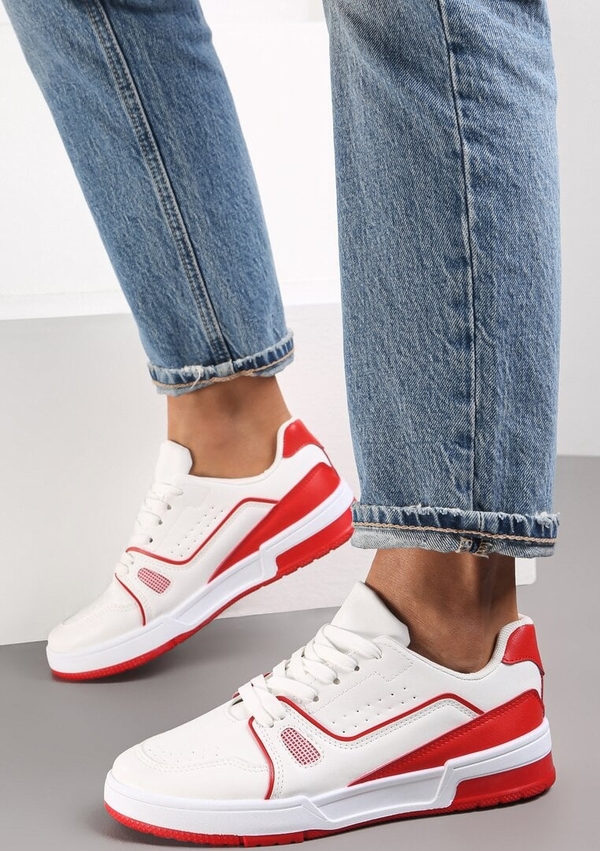 Czerwone buty sportowe Renee sznurowane w sportowym stylu z płaską podeszwą