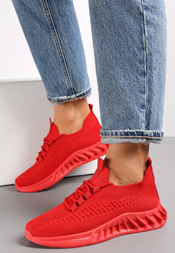 Czerwone buty sportowe Renee w sportowym stylu sznurowane