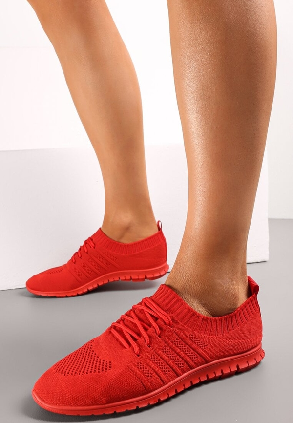 Czerwone buty sportowe Renee z płaską podeszwą sznurowane