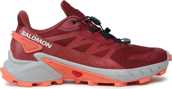 Czerwone buty sportowe Salomon w sportowym stylu