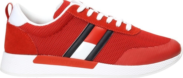 Czerwone buty sportowe Tommy Hilfiger z płaską podeszwą