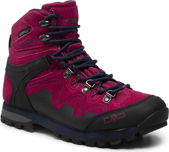 Czerwone buty trekkingowe CMP sznurowane z płaską podeszwą