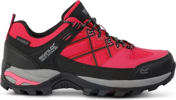 Czerwone buty trekkingowe Regatta z płaską podeszwą sznurowane