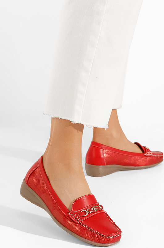 Czerwone buty Zapatos z płaską podeszwą