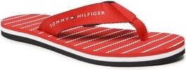 Czerwone klapki Tommy Hilfiger z płaską podeszwą w stylu casual