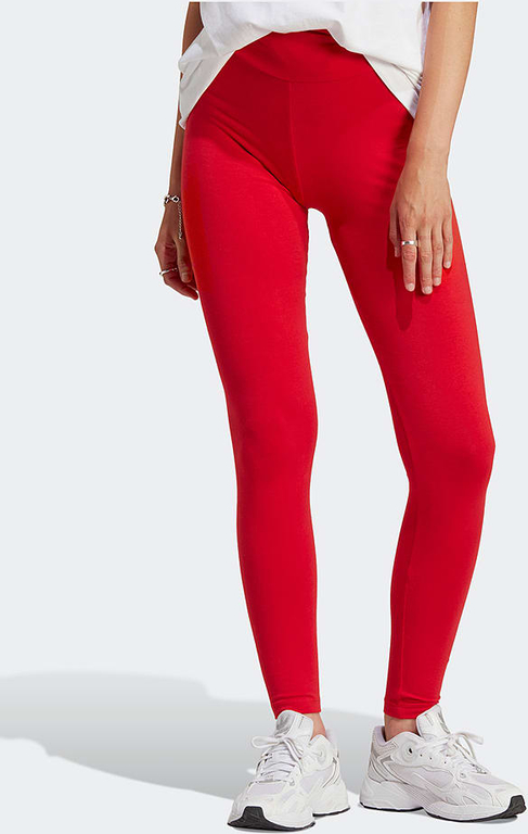 Czerwone legginsy Adidas z bawełny w sportowym stylu