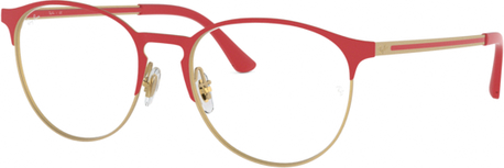 Czerwone okulary damskie Ray-Ban w stylu glamour
