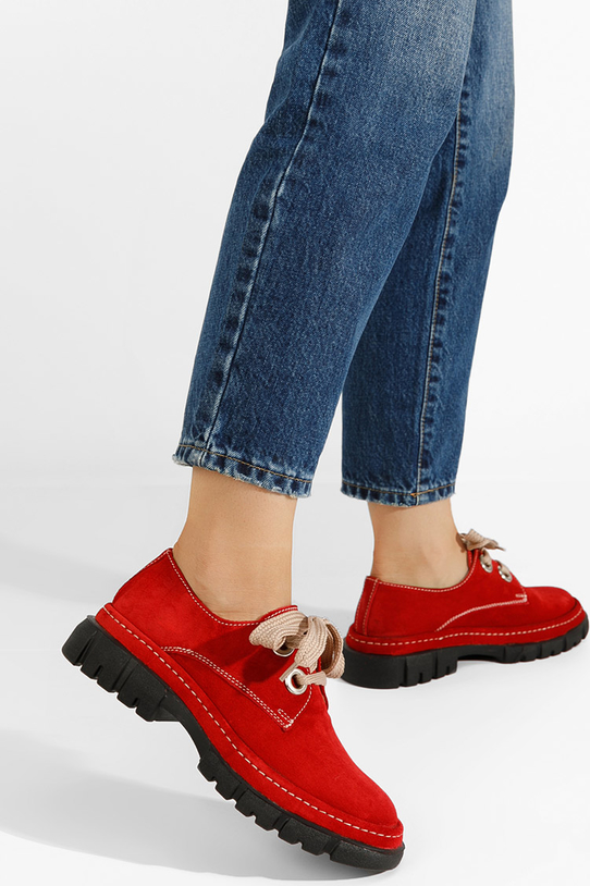 Czerwone półbuty Zapatos sznurowane