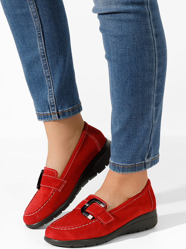 Czerwone półbuty Zapatos w stylu casual z płaską podeszwą