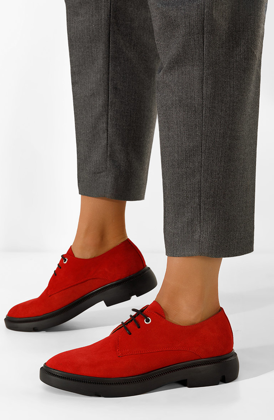 Czerwone półbuty Zapatos w stylu casual ze skóry