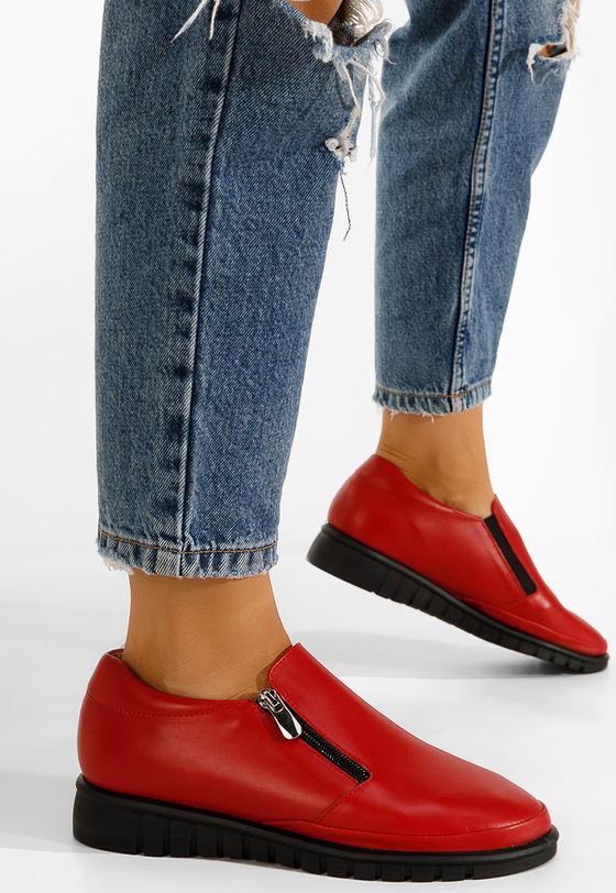 Czerwone półbuty Zapatos ze skóry
