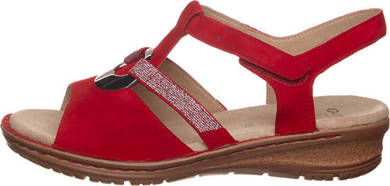 Czerwone sandały Ara shoes w stylu casual z klamrami z płaską podeszwą