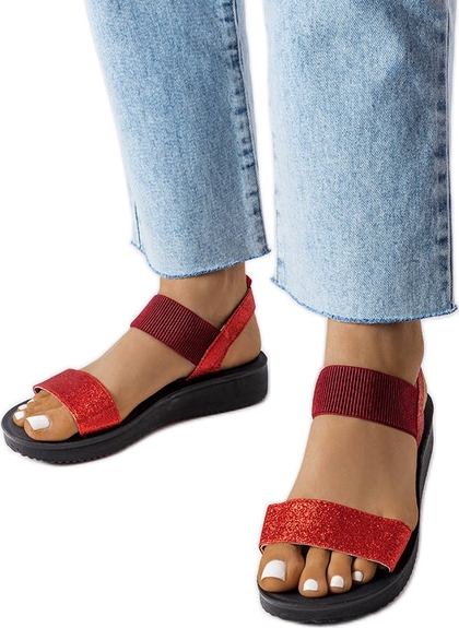 Czerwone sandały ButyModne w stylu casual