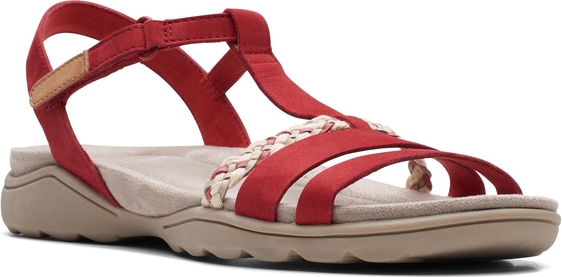 Czerwone sandały Clarks z nubuku