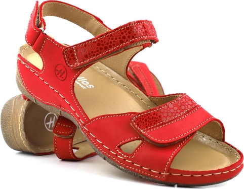 Czerwone sandały Helios Komfort ze skóry