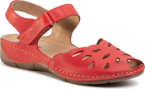 Czerwone sandały Helios w stylu casual na koturnie z nubuku