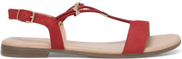 Czerwone sandały Lasocki w stylu casual z płaską podeszwą z klamrami