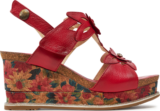 Czerwone sandały Laura Vita w stylu casual z klamrami