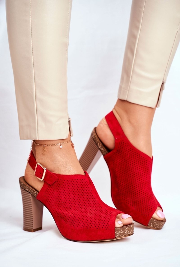 Czerwone sandały Sergio Leone ze skóry