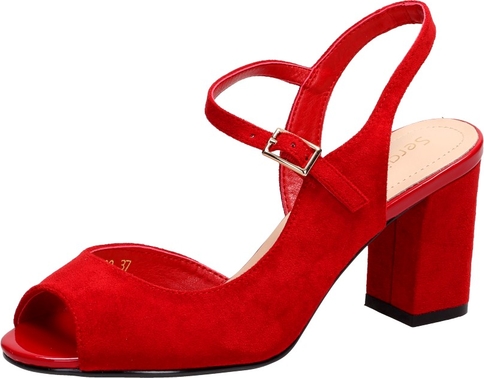 Czerwone sandały Suzana z zamszu z klamrami