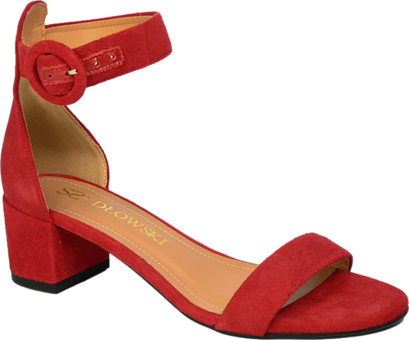 Czerwone sandały Szydłowski z klamrami ze skóry